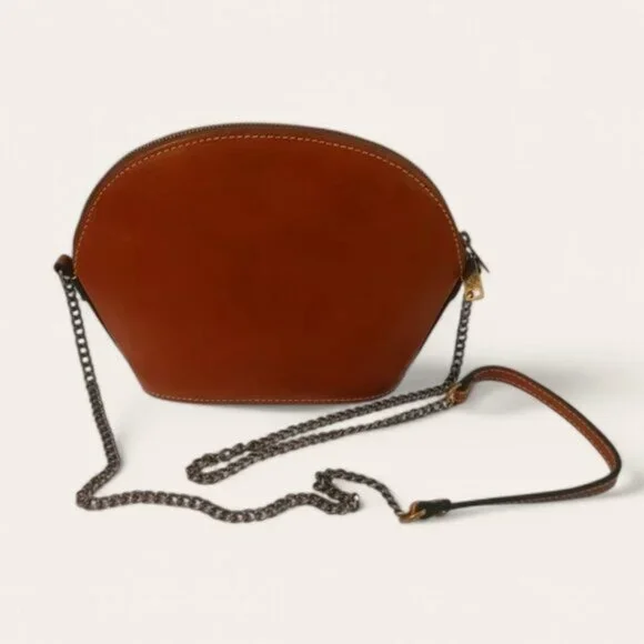 Patricia Nash Tan Italian Leather boho Chainlink Crossbody Rustic Bag - Picture 1 of 7